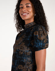 High Neck Puff Sleeve Dress