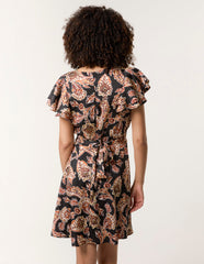 Paisley Frill Sleeve Mini Dress