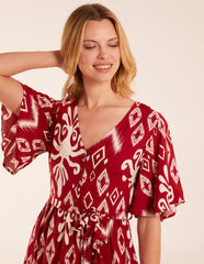 Button Front Rope Tie Dress