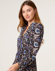 Paisley Shirred Waist Shirt Dress