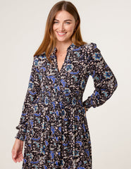 Paisley Shirred Waist Shirt Dress