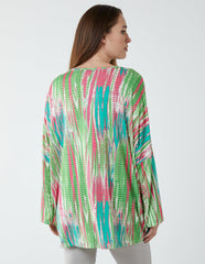 Twist Front Abstract Long Sleeve Top