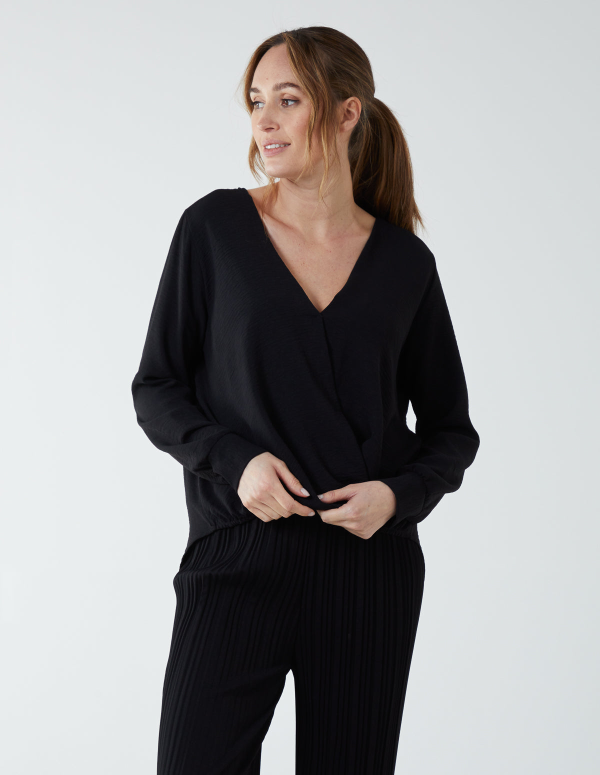 Crossover Woven Plain Blouse