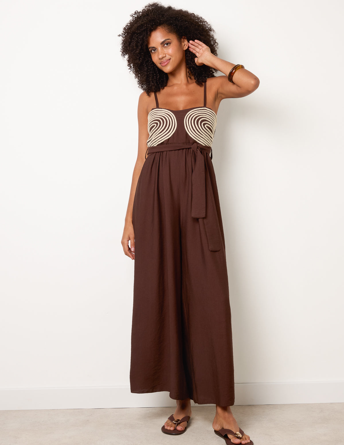 Gold Detailed Embroidered Stitching Jumpsuit