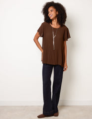 Pleated Short Sleeve Top