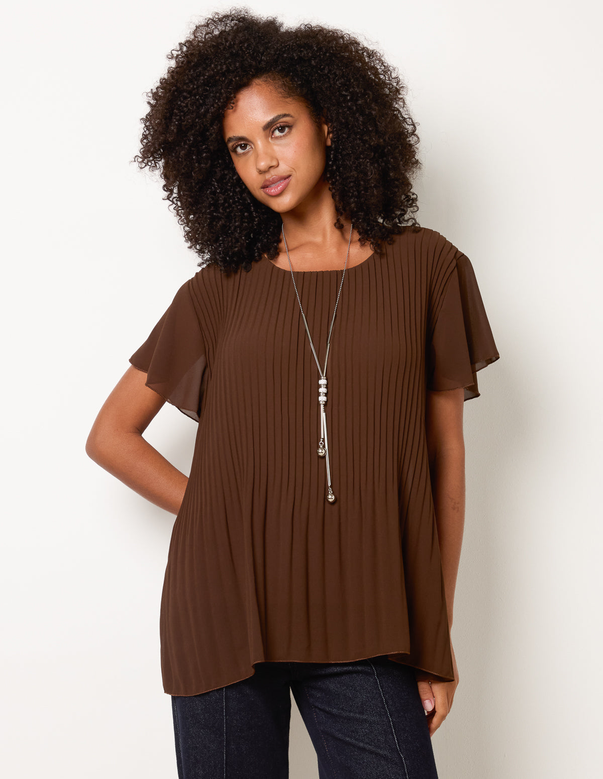 Pleated Short Sleeve Top