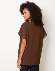 Pleated Short Sleeve Top