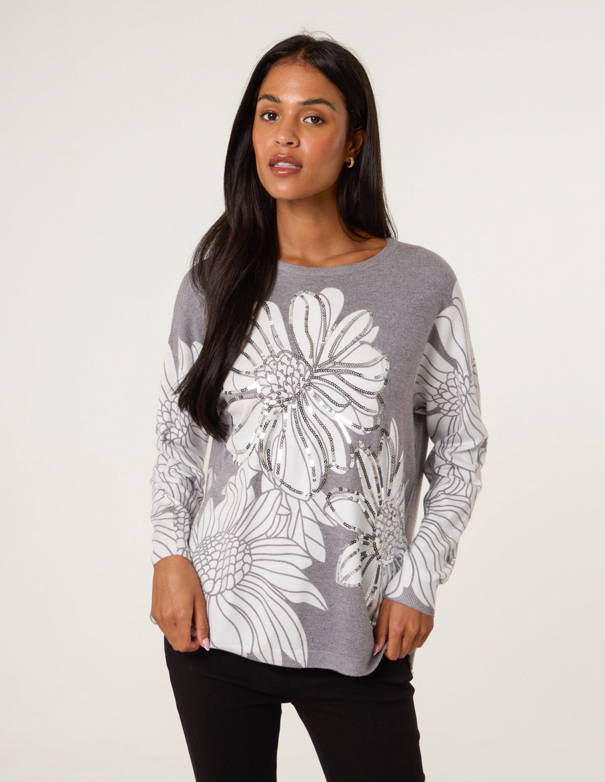 Large Sequin Flower Jumper