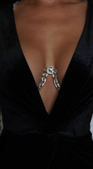 Allure Elegance Crystal Bra Chain - Silver