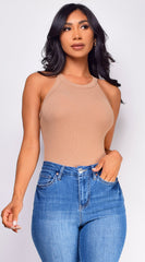 Maria Ribbed Top -  Brown