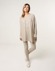 Heart Diamante Oversized Jumper