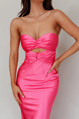 Good Impression Double Twist Midi Dress Hot Pink