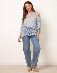 Crochet Detailed Kimono Top