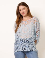 Crochet Detailed Kimono Top