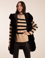Faux Fur Detail Belted Gilet