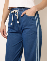Side Stripe Jeans With Drawstring