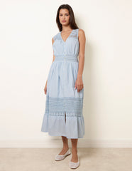 Crochet Insert Button Midi Dress