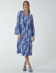 Paisley V Neck Midi Dress