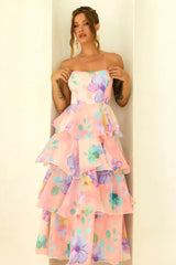 Free Daydream Chiffon Maxi Dress - Peach Multi