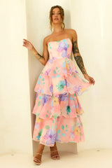 Free Daydream Chiffon Maxi Dress - Peach Multi
