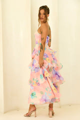 Free Daydream Chiffon Maxi Dress - Peach Multi