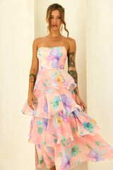 Free Daydream Chiffon Maxi Dress - Peach Multi