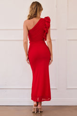 Golden Feelings Mesh Maxi Dress - Red