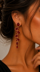 Elegance Stone Drop Earrings - Red