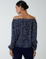 Bardot Balloon Sleeve Knot Top