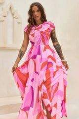 You For Me Woven Maxi Dress - Pink Multi