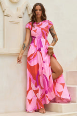 You For Me Woven Maxi Dress - Pink Multi